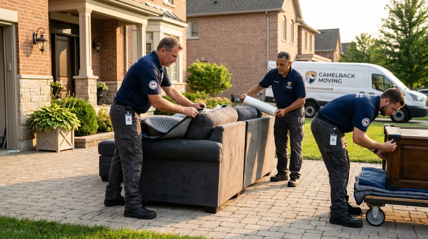 Large estate moving crew wrapping furniture in Kilgore, TX