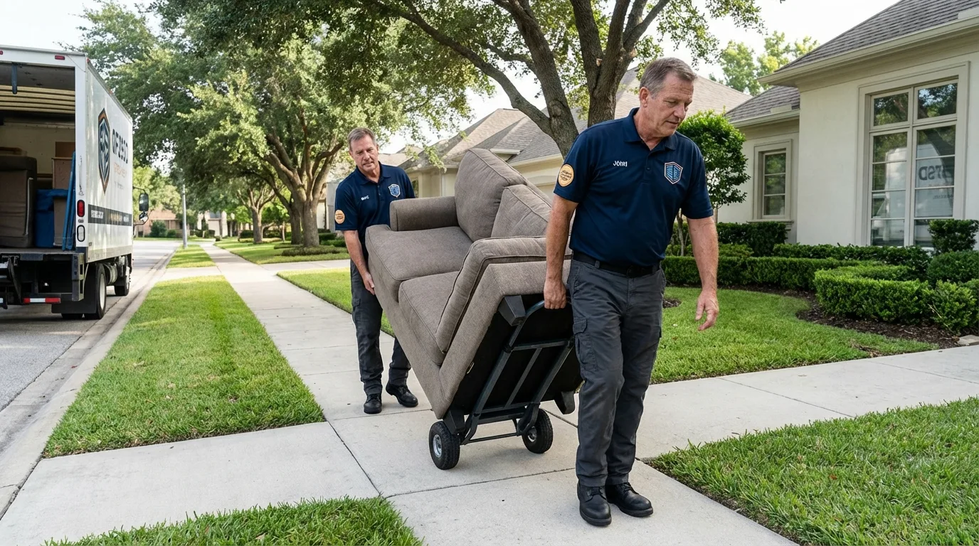 Local residential moving crew loading furniture in Kilgore, TX