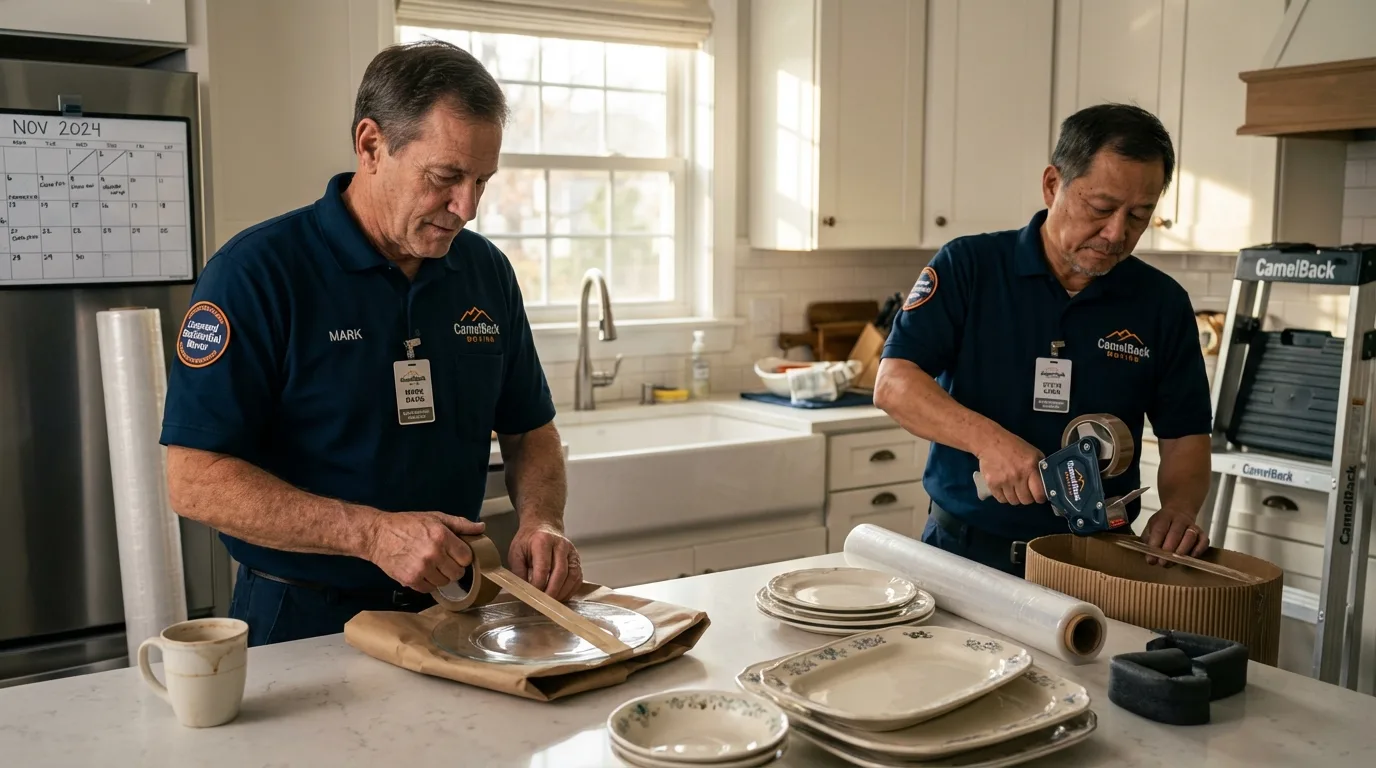 Professional crew packing kitchen dishware in Kilgore, TX